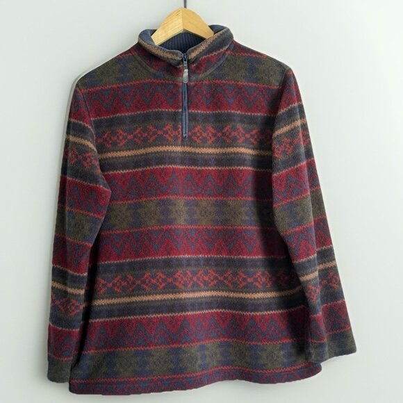 Vintage C&B Sport Southwest Print Fleece 1/4 Zip Jacket Size L Cabin Cozy 90s - Picture 3 of 9
